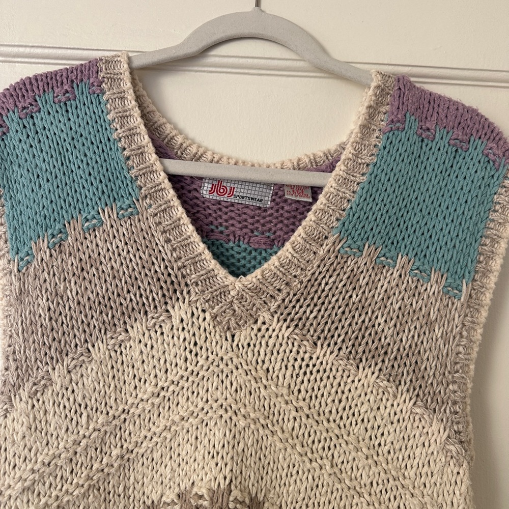 Colorful Vintage Knit V-Neck Sweater